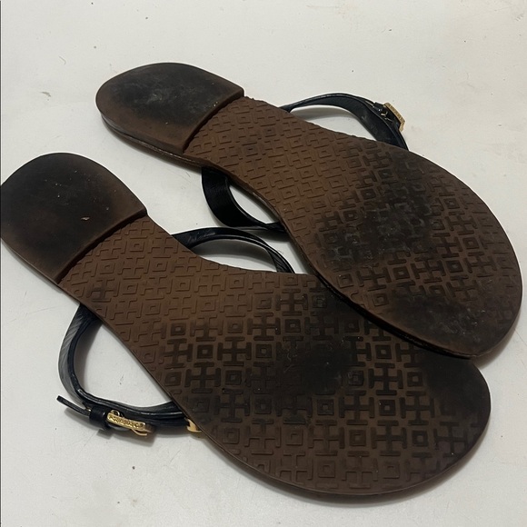 Tory Burch Black and Brown Leather Flip-Flops Sz 8 Women - Picture 6 of 7